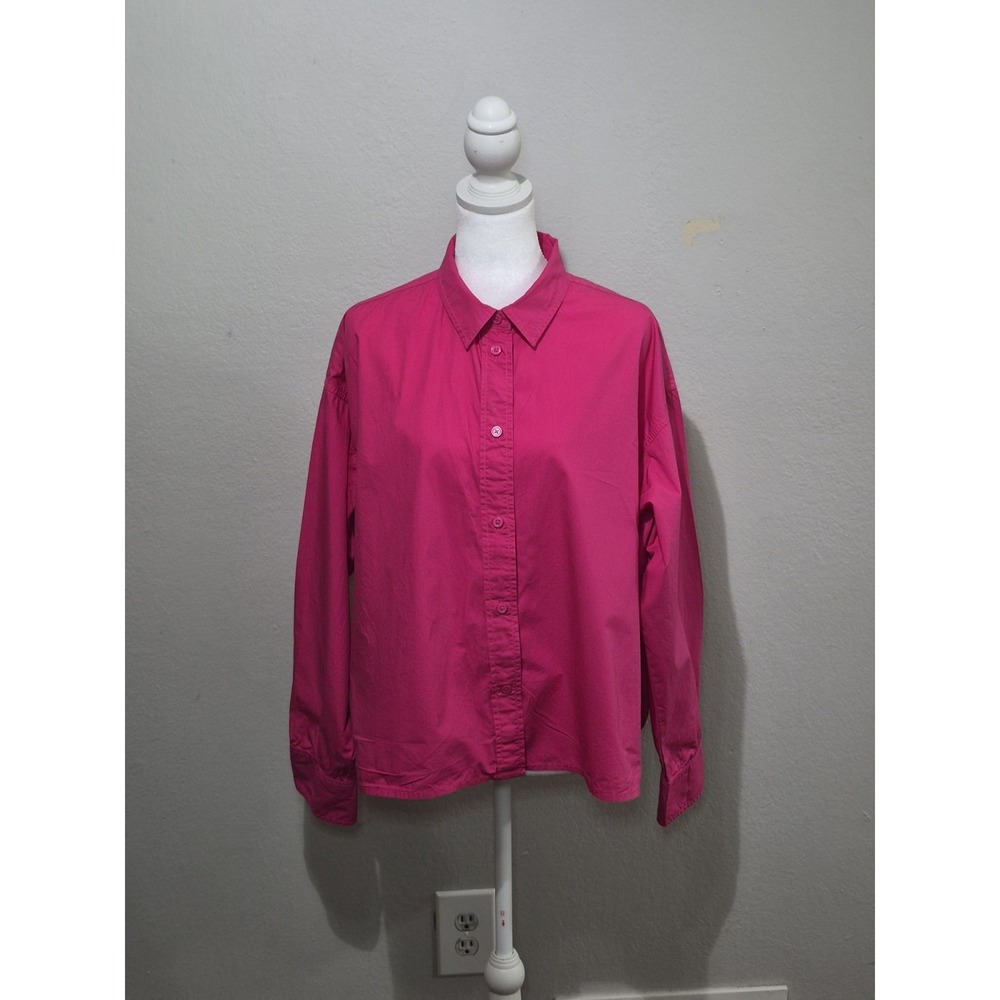 J.Crew Womens Button-Up Long Sleeve Shirt Sz 16 Minimalist Office Wear Pink